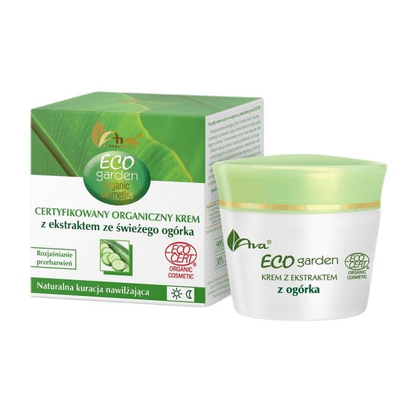 Ava laboratorium eco garden certyfikowany organiczny krem z ekstraktem ze świeżego ogórka 20+ 50ml