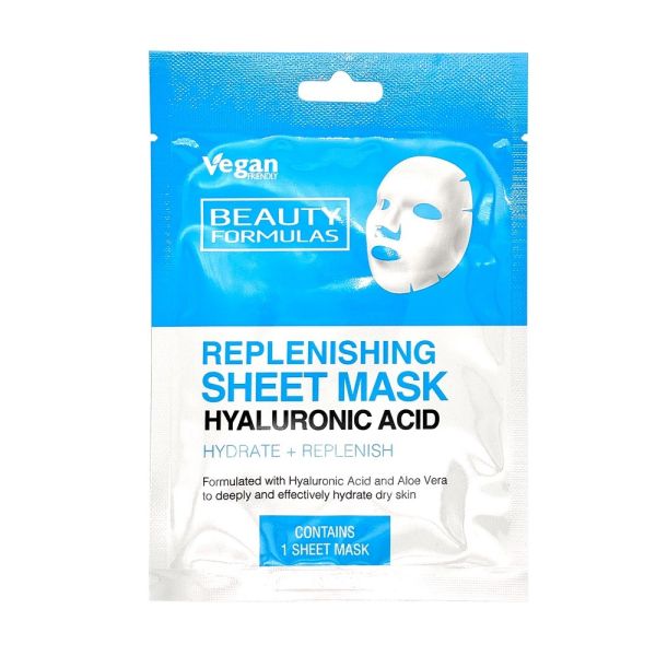 Beauty formulas replenishing sheet mask wypełniająca maska z kwasem hialuronowym w płacie 1szt