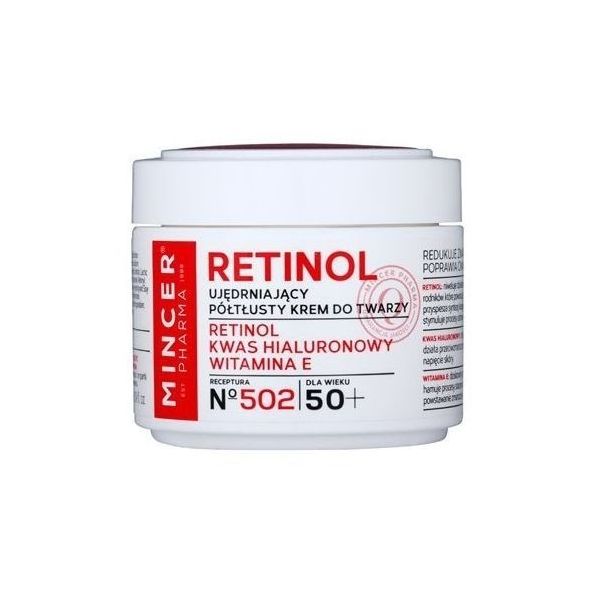 Mincer pharma retinol 50+ ujędrniający półtłusty krem do twarzy no.502 50ml