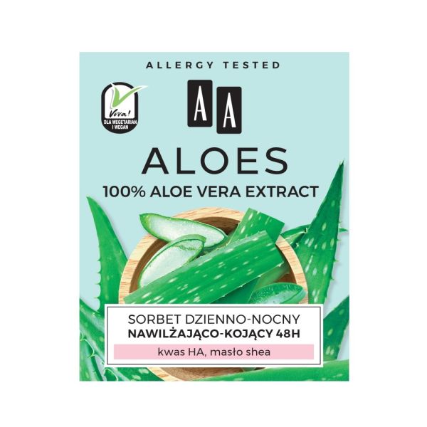 Aa aloes 100% aloe vera extract hydro sorbet dzienno-nocny 48h nawilżająco-kojący 50ml
