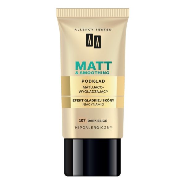 Aa make up matt podkład matująco wygładzający 107 dark beige 30ml