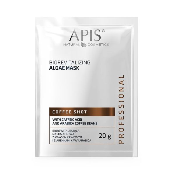 Apis coffee shot biorewitalizująca maska algowa z kwasem kawowym i ziarenkami kawy arabica 20g