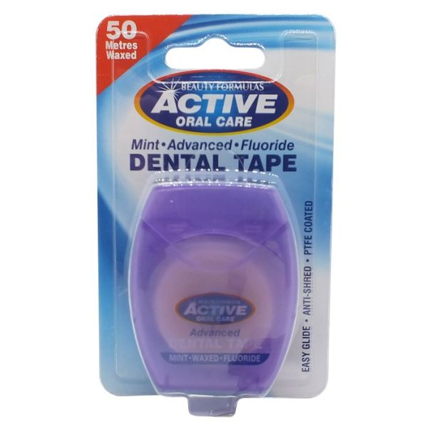 Active oral care dental tape taśma miętowa woskowana z fluorem 50 metrów