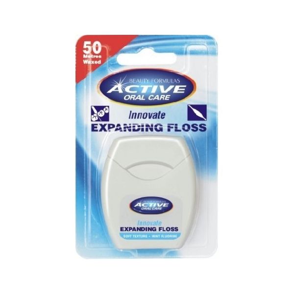 Active oral care expanding floss nić dentystyczna miętowa pęczniejąca z fluorem 50 metrów
