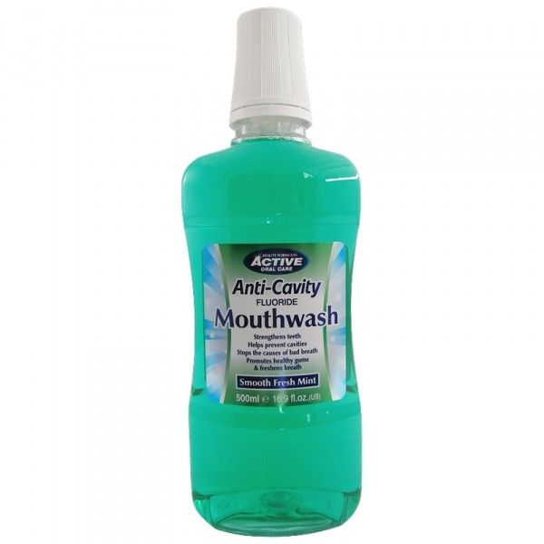 Active oral care fluoride mouthwash płyn do płukania jamy ustnej z fluorem fresh mint 500ml