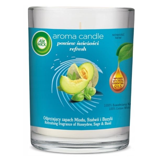 Air wick aroma candle refresh świeca zapachowa powiew świeżości 220g