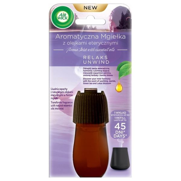 Air wick aromatyczna mgiełka z olejkami eterycznymi relaks wkład do automatycznego odświeżacza jaśmin & zielona herbata & kwiat lotosu 20ml