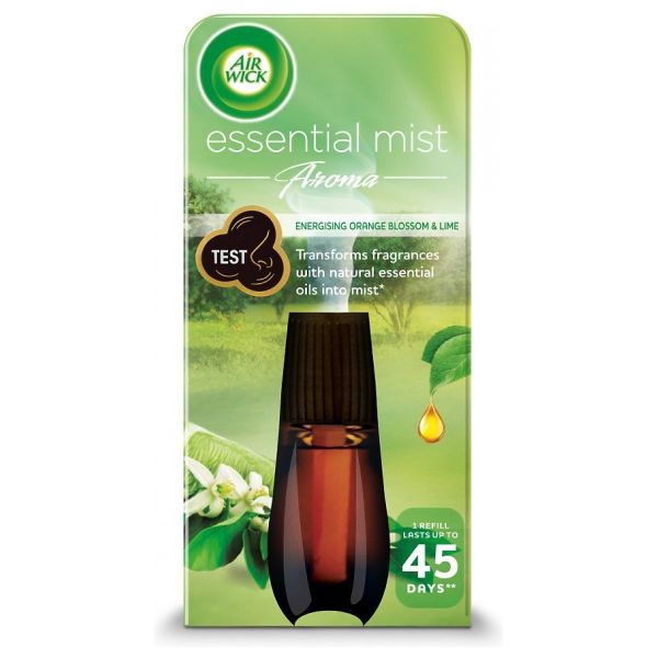 Air wick essential mist aroma energetyzujący wkład do automatycznego odświeżacza o zapachu limonki i pomarańczy 20ml