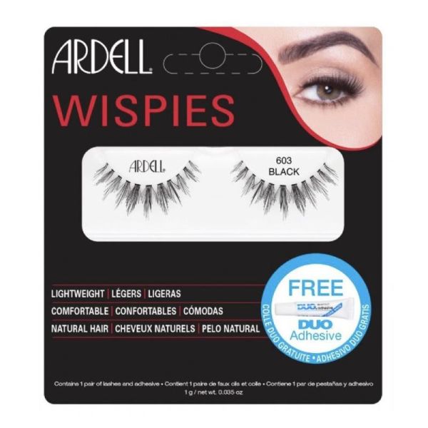 Ardell wispies sztuczne rzęsy 603 black + duo adhesive klej do rzęs 1g