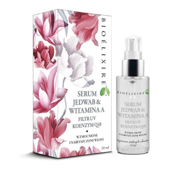 Bioelixire jedwab & witamina a wzmacniające serum do włosów wzbogacone o filtr uv i koenzym q10 50ml