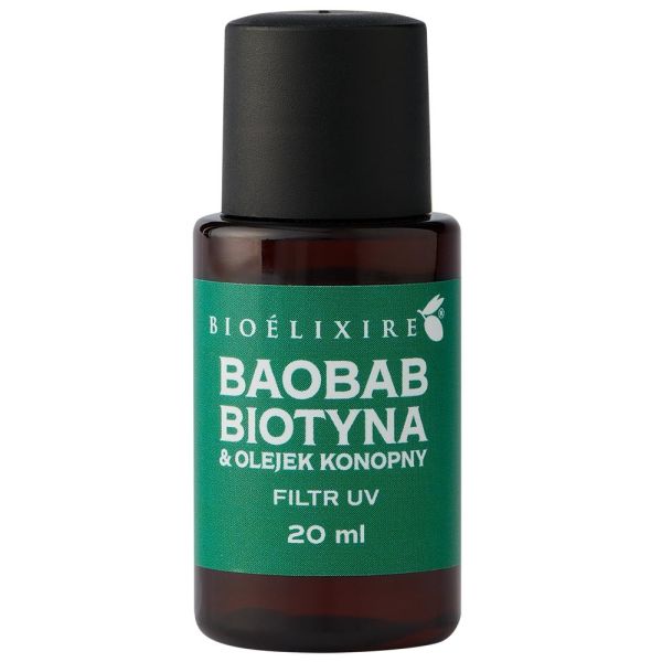 Bioelixire silikonowe serum do włosów baobab + biotyna & olejek konopny 20ml