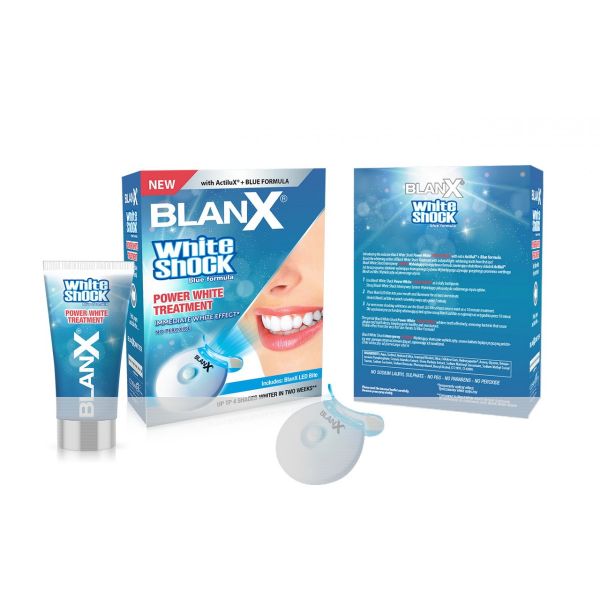 Blanx white shock power white treatment wybielająca pasta do zębów 50ml + blanx led bite