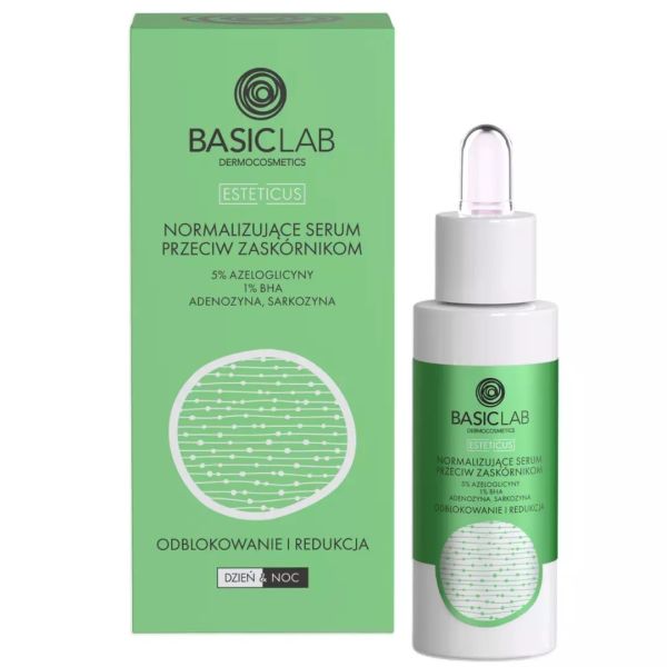 Basiclab esteticus normalizujące serum przeciw zaskórnikom z 5% azeloglicyny i 1% bha 30ml