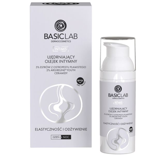 Basiclab intimis ujędrniający olejek intymny z 5% estrów z ostropestu plamistego 2% peptydu argireline™ youth i ceramidami elastyczność i odżywienie 5