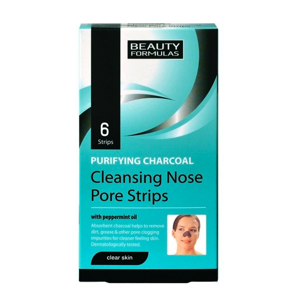 Beauty formulas clear skin purifying charcoal cleansing nose pore strips głęboko oczyszczające paski na nos 6szt.