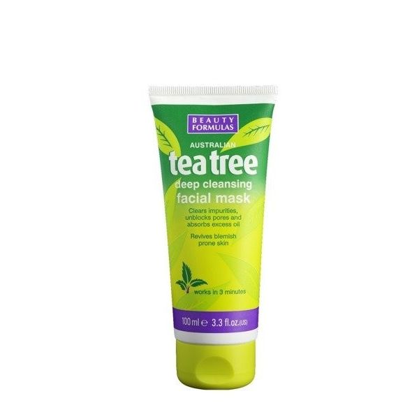 Beauty formulas tea tree deep cleansing facial mask oczyszczająca maska glinkowa do twarzy 100ml