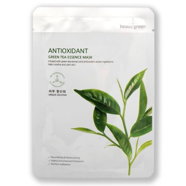 Beauugreen antioxidant green tea essence mask antyoksydacyjna maseczka do twarzy zielona herbata 23g