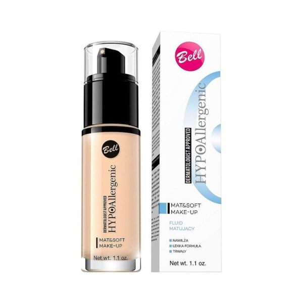 Bell hypoallergenic mat&soft make-up hypoalergiczny fluid matujący 01 light beige 30g