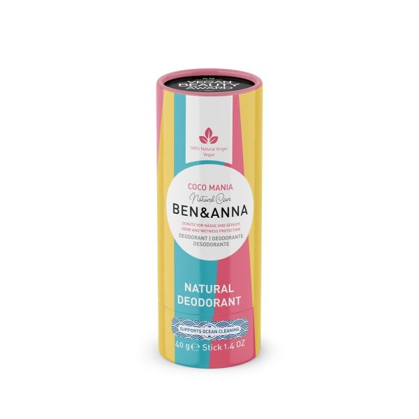 Ben&anna natural soda deodorant naturalny dezodorant na bazie sody sztyft kartonowy coco mania 40g