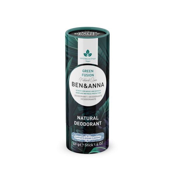 Ben&anna natural soda deodorant naturalny dezodorant na bazie sody sztyft kartonowy green fusion 40g