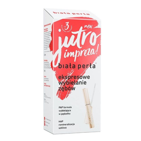 Biała perła jutro impreza! zestaw do wybielania zębów w domu pasta do zębów 30ml + żel wybielający 8ml