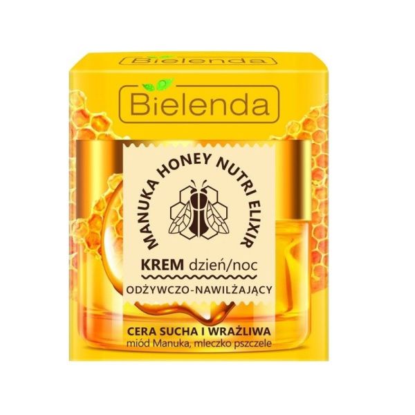 Bielenda manuka honey nutri elixir odżywczo-nawilżający krem na dzień i na noc cera sucha i wrażliwa 50ml