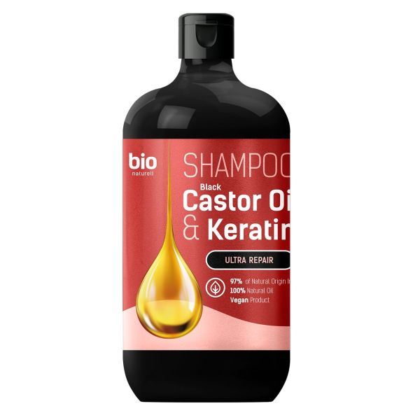 Bio naturell szampon z czarnym olejem rycynowym i keratyną do wszystkich rodzajów włosów 946ml