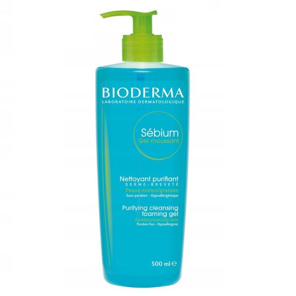 Bioderma sebium gel moussant antybakteryjny żel do mycia twarzy do cery tłustej i mieszanej 500ml