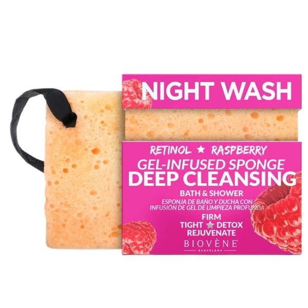 Biovene night wash głęboko oczyszczająca gąbka z retinolem i żelem malinowym 75g