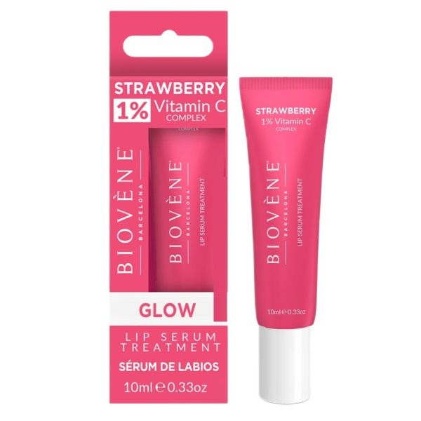 Biovene strawberry lip serum treatment rozświetlające serum do ust z 1% witaminy c 10ml