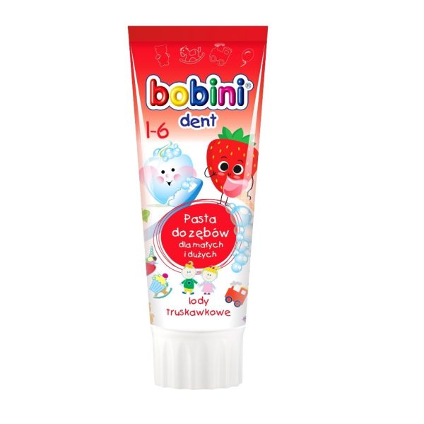 Bobini bobini dent pasta do zębów dla dzieci powyżej 1-go roku życia lody truskawkowe 75ml