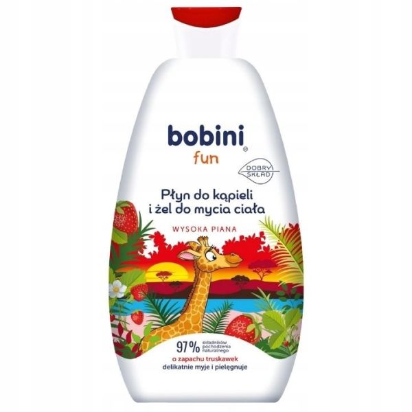 Bobini fun płyn do kąpieli i żel do mycia ciała o zapachu truskawek 500ml