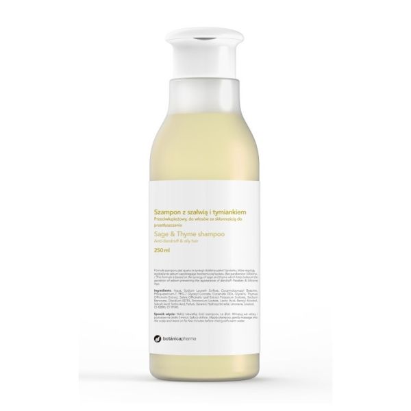 Botanicapharma sage & thyme shampoo szampon przeciwłupieżowy do włosów ze skłonnością do przetłuszczania się szałwia i tymianek 250ml