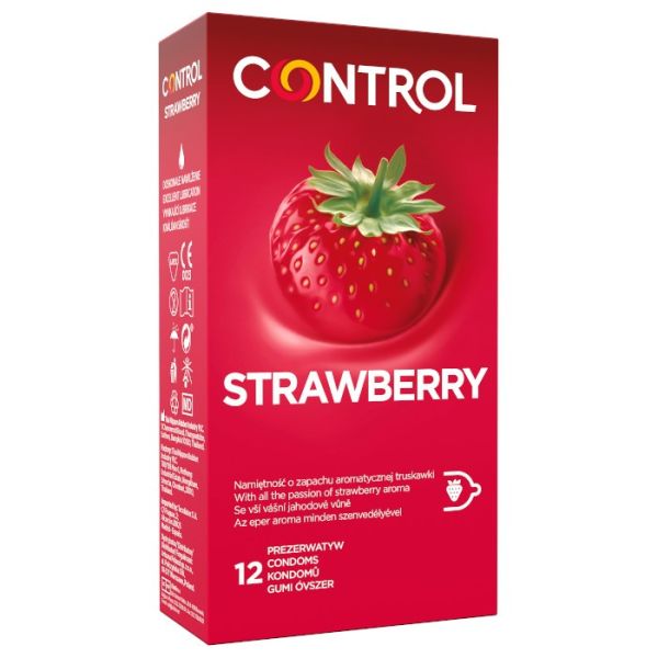 Control strawberry prezerwatywy o smaku truskawki 12szt.