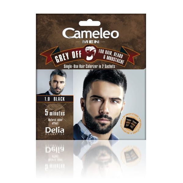 Cameleo men grey off farba do włosów i brody w saszetce 1.0 czarny 2x15ml
