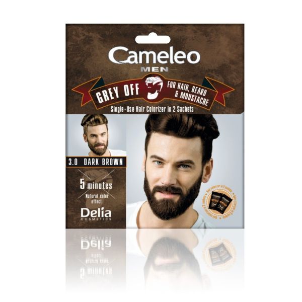 Cameleo men grey off farba do włosów i brody w saszetce 3.0 ciemny brąz 2x15ml
