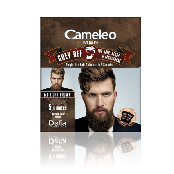 Cameleo men grey off farba do włosów i brody w saszetce 5.0 jasny brąz 2x15ml