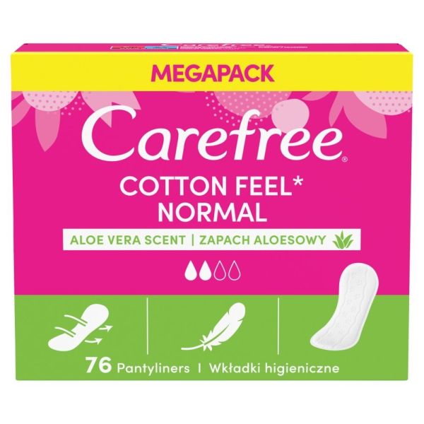 Carefree cotton feel normal wkładki higieniczne aloe 76 sztuk