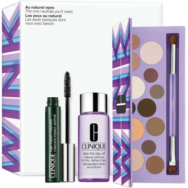 Clinique au naturel eyes zestaw limited edition all about shadow™ palette + high impact™ mascara 7ml + take the day off™ makeup remover 50ml