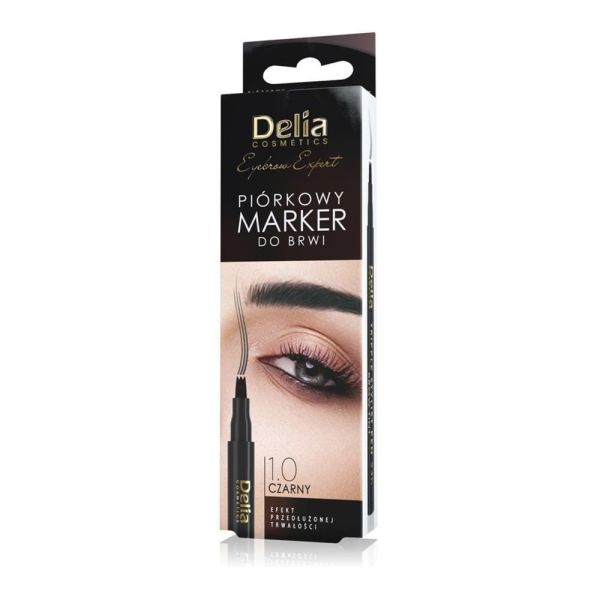 Delia tripple stylist pen 24h piórkowy marker do brwi 1.0 czarny
