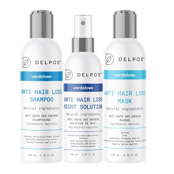 Delpos zestaw szampon przeciw wypadaniu włosów 200ml + maska wzmacniająca 200ml + płyn do skóry głowy 150ml