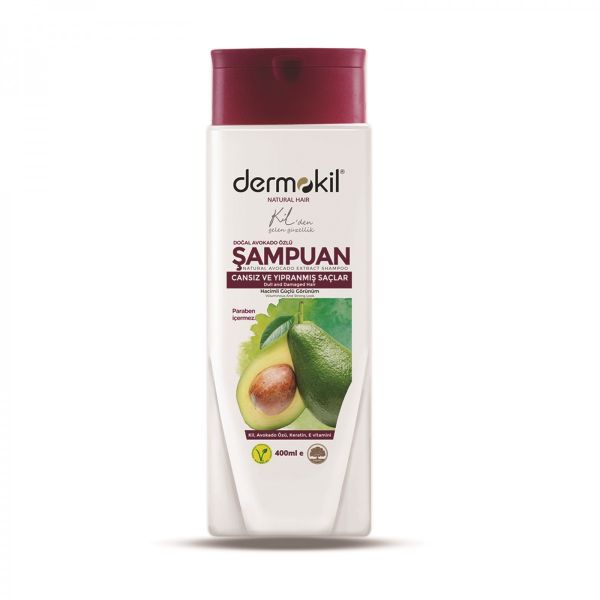 Dermokil natural hair szampon do włosów zniszczonych avocado 400ml