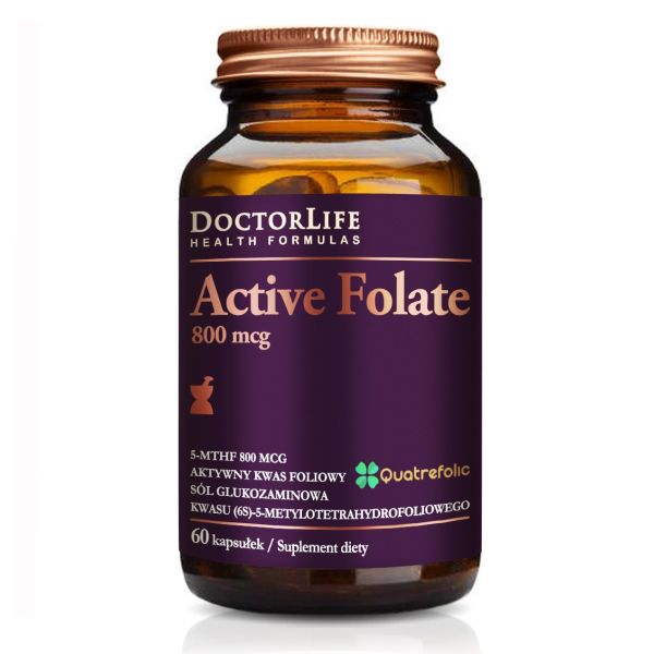 Doctor life active folate aktywny kwas foliowy 800mcg suplement diety 60 kapsułek