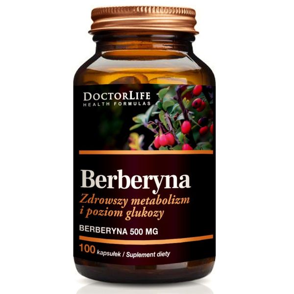 Doctor life berberyna 500mg zdrowszy metabolizm i poziom glukozy suplement diety 100 kapsułek