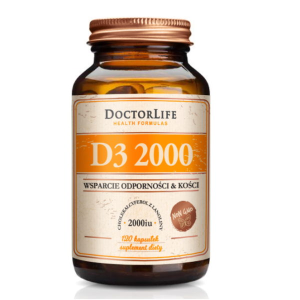 Doctor life d3 2000 z lanoliny w oliwie z oliwek suplement diety 120 kapsułek