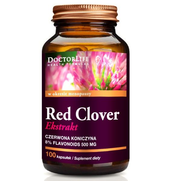 Doctor life red clover extract czerwona koniczyna 500mg suplement diety 100 kapsułek