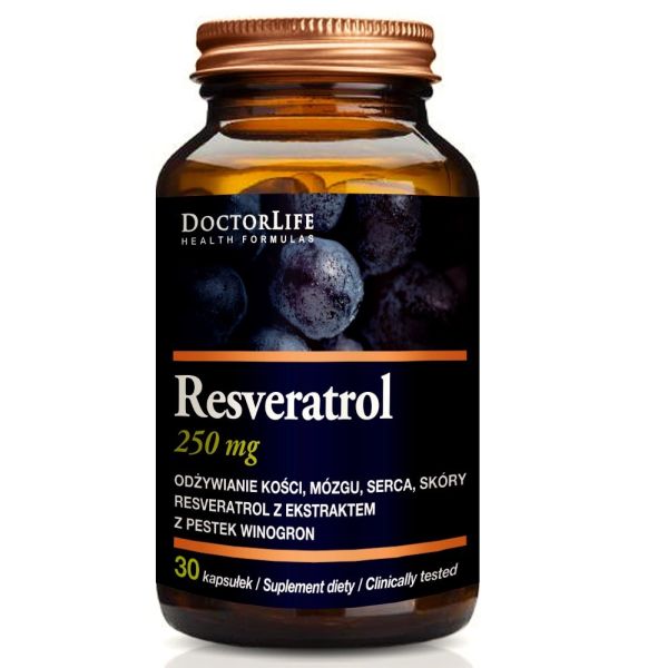 Doctor life resveratrol 250 + opc 250mg wysokiej biodostępności resweratrol & opc suplement diety 30 kapsułek
