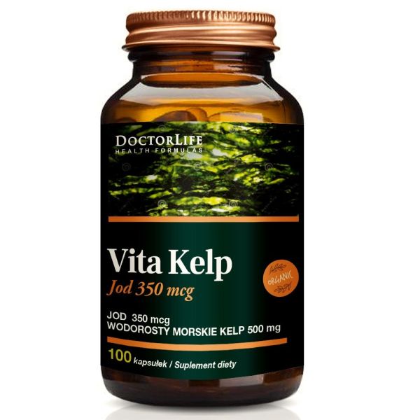 Doctor life vita kelp organic 500mg organiczny jod suplement diety 100 kapsułek