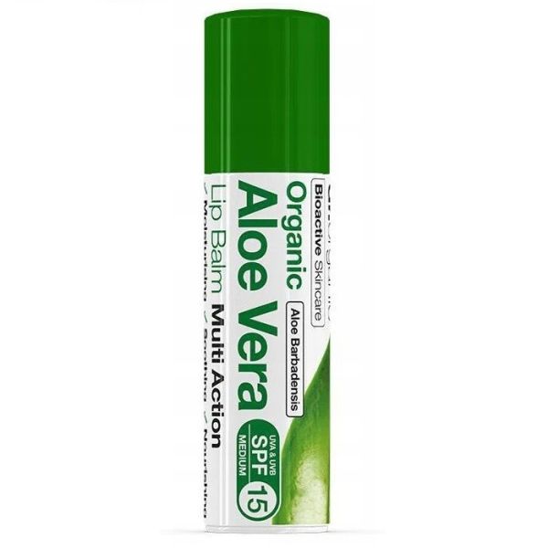 Dr.organic aloe vera lip balm spf15 nawilżająco-łagodzący balsam do suchych ust 5.7ml