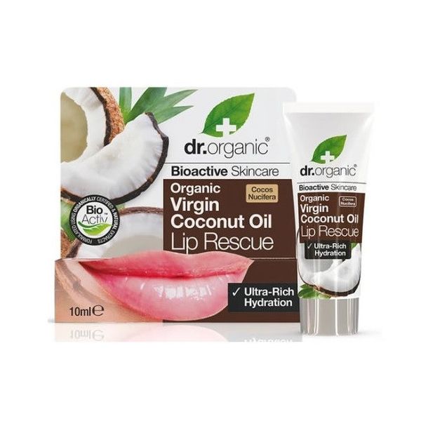 Dr.organic virgin coconut oil lip serum intensywnie nawilżające serum do suchych ust 10ml